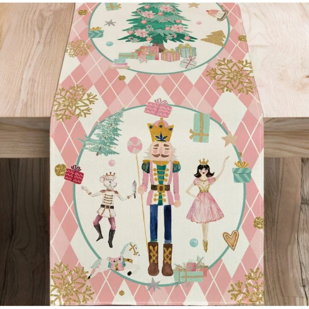 Nutcracker Table Runner Christmas Decor Holiday Decoration Decorative Cloth 90